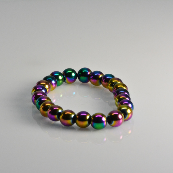 Rainbow Hematite Bracelet - Stretch Bracelet - Picture 1 of 4